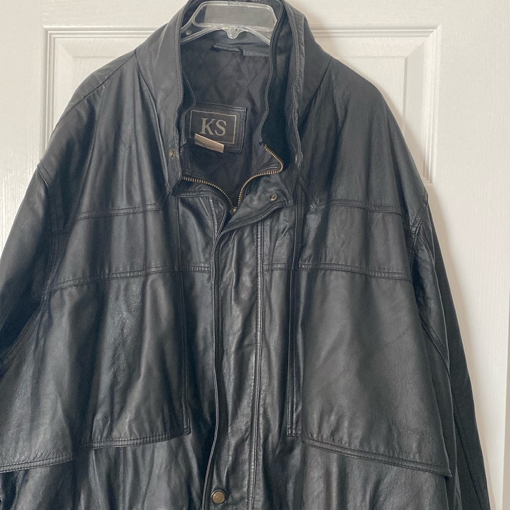 Men’s Black KS Leather Coat